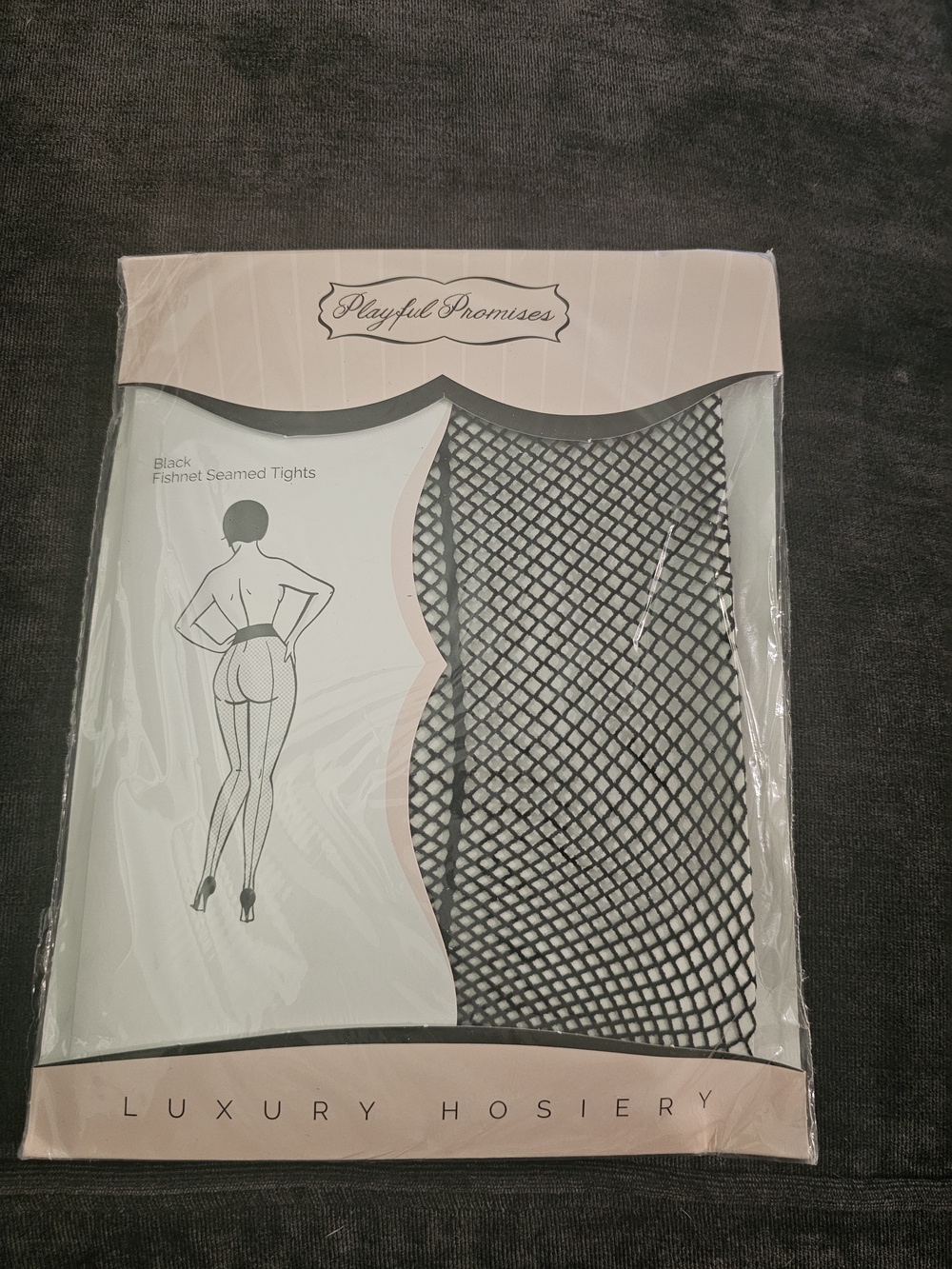 Playful Promises Black Fishnet Seamed Tights - Luxury Hosiery